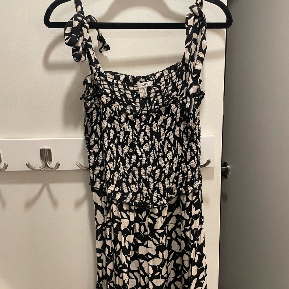 Amuse Society Black and White Patterned Midi Dress